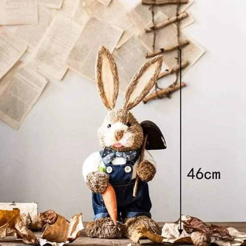 Conejo de Paja 46cm - Decoración de Pascua para Hogar y Jardín