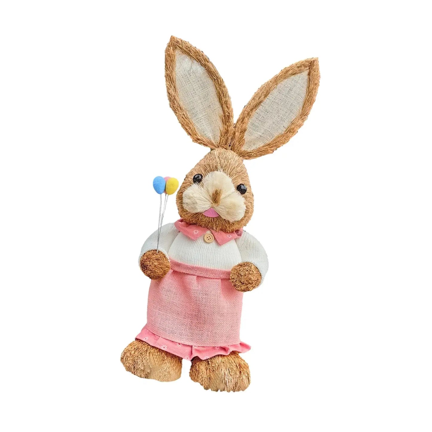 Figura de Conejo de Paja - Estatua Decorativa de Pascua