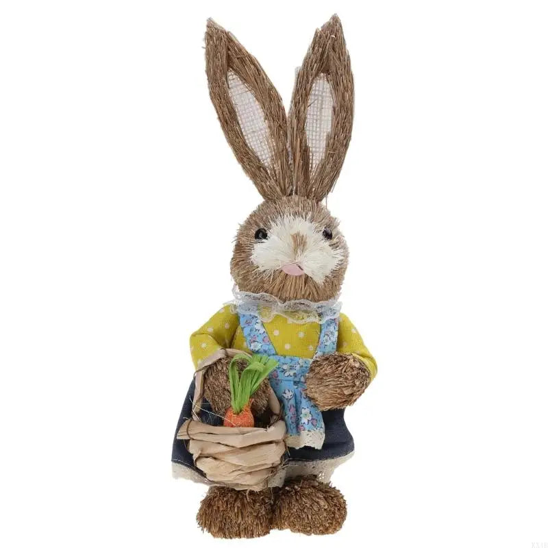 Conejo de Paja KX4B - Decoración de Pascua para Hogar y Jardín