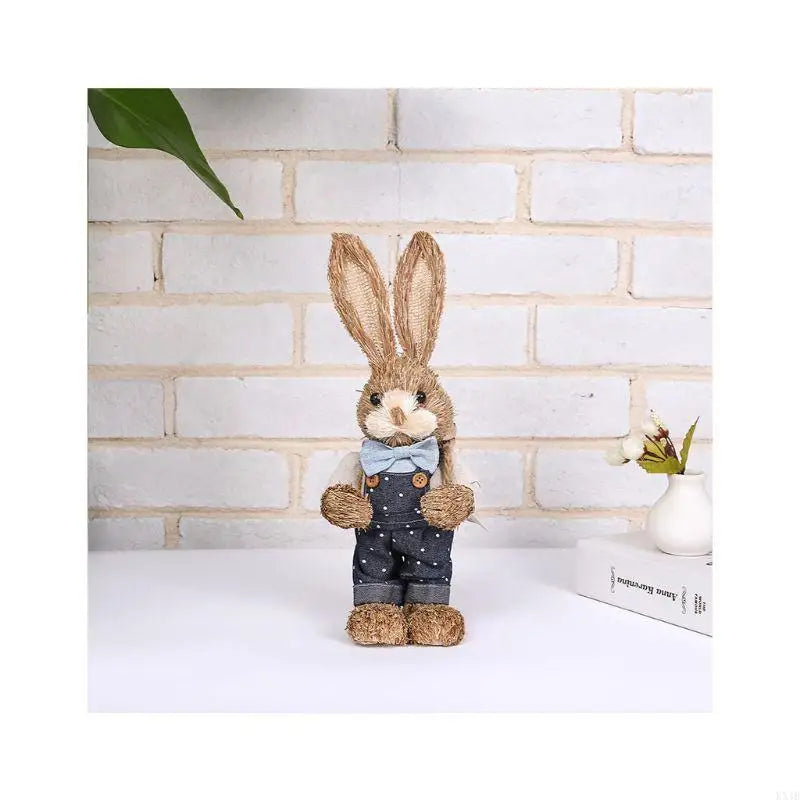 Conejo de Paja KX4B - Decoración de Pascua para Hogar y Jardín
