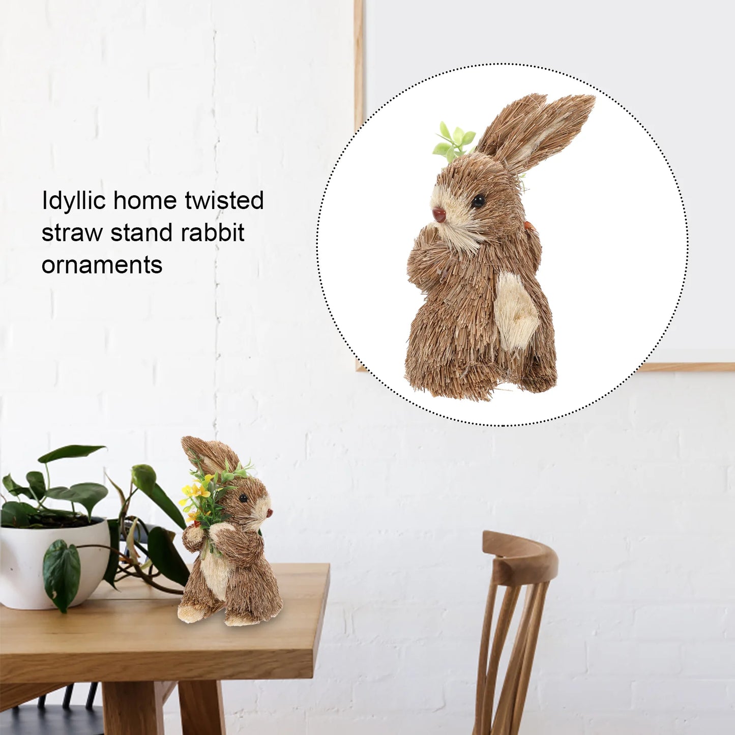 Mini Conejo de Paja - Decoración y Juguete de Pascua