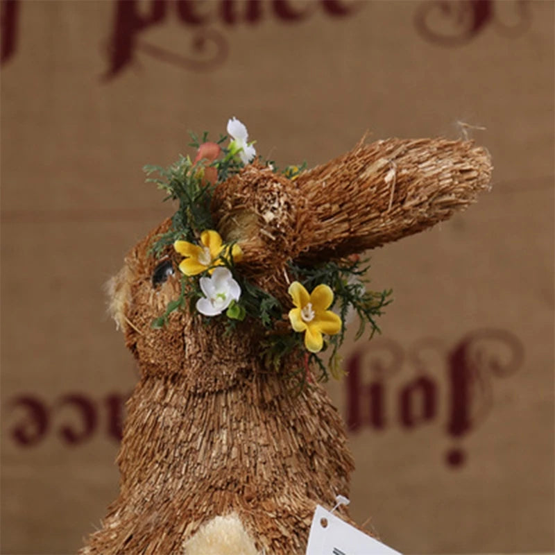 🐰 KX4B Conejo de Pascua de Paja Hecho a Mano
