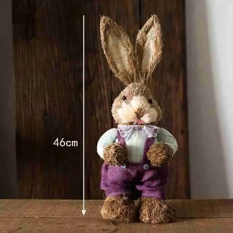 Conejo de Paja 46cm - Decoración de Pascua para Hogar y Jardín