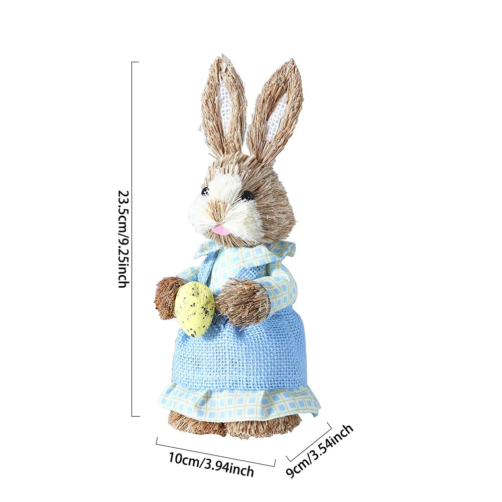 Conejo de Pascua de Paja con Canasta - Decoración Primaveral
