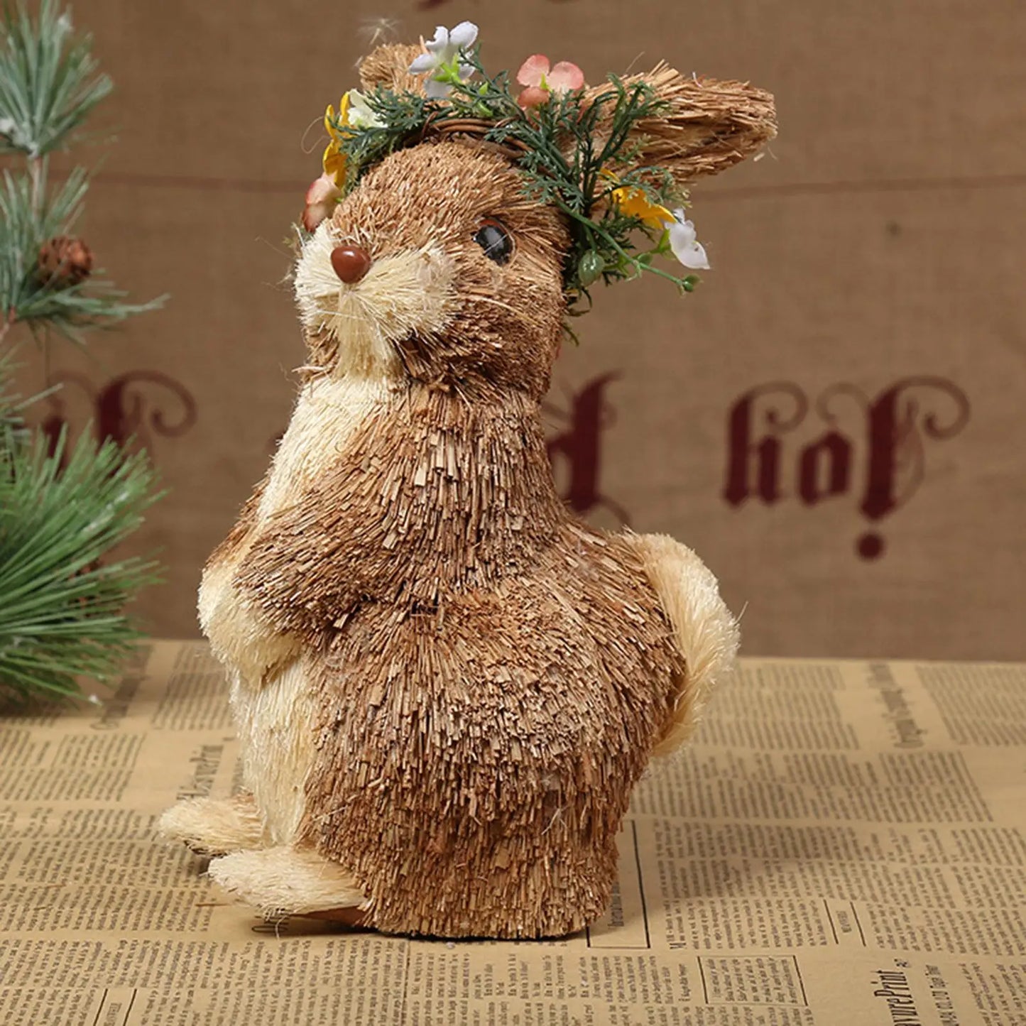 Conejos de Paja de Pascua - Figura Decorativa de Madre e Hijo 🐰🌸