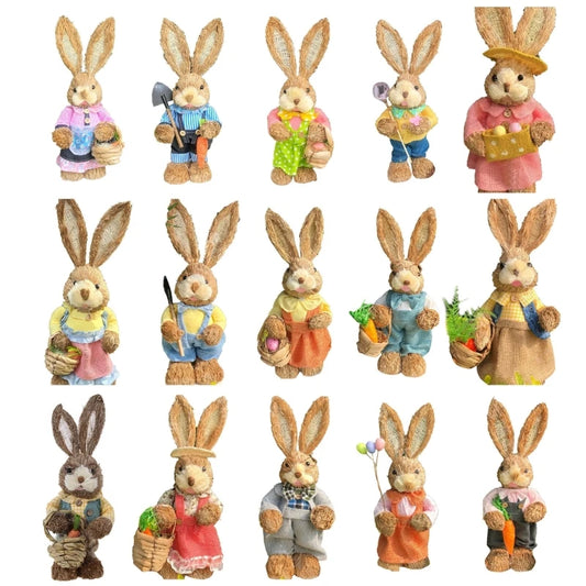 Conejo de Paja de Pascua 35cm - Decoración Festiva