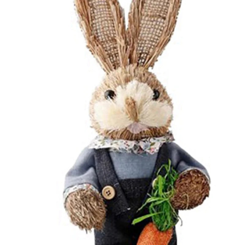 Conejo de Paja 32cm - Decoración Creativa de Pascua
