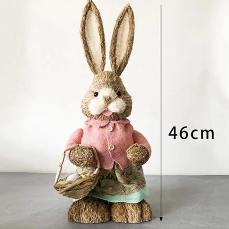 Conejo de Paja 46cm - Decoración de Pascua para Hogar y Jardín