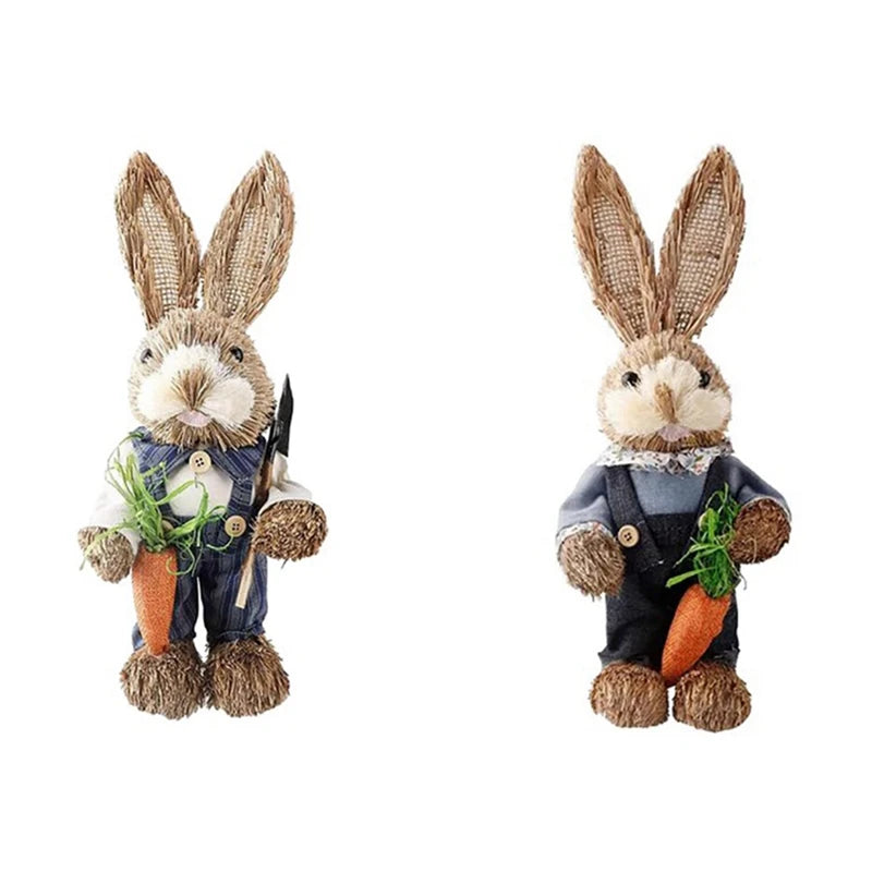 Conejo de Paja 32cm - Decoración Creativa de Pascua