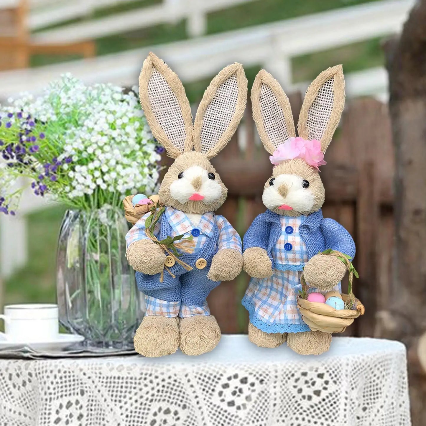2Pcs Esculturas de Conejo de Pascua