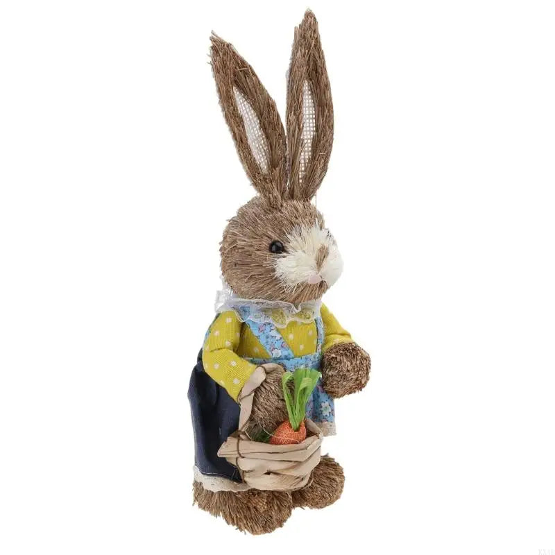 Conejo de Paja KX4B - Decoración de Pascua para Hogar y Jardín