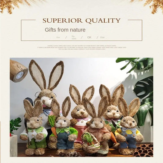 Conejo de Paja 35cm - Decoración de Pascua