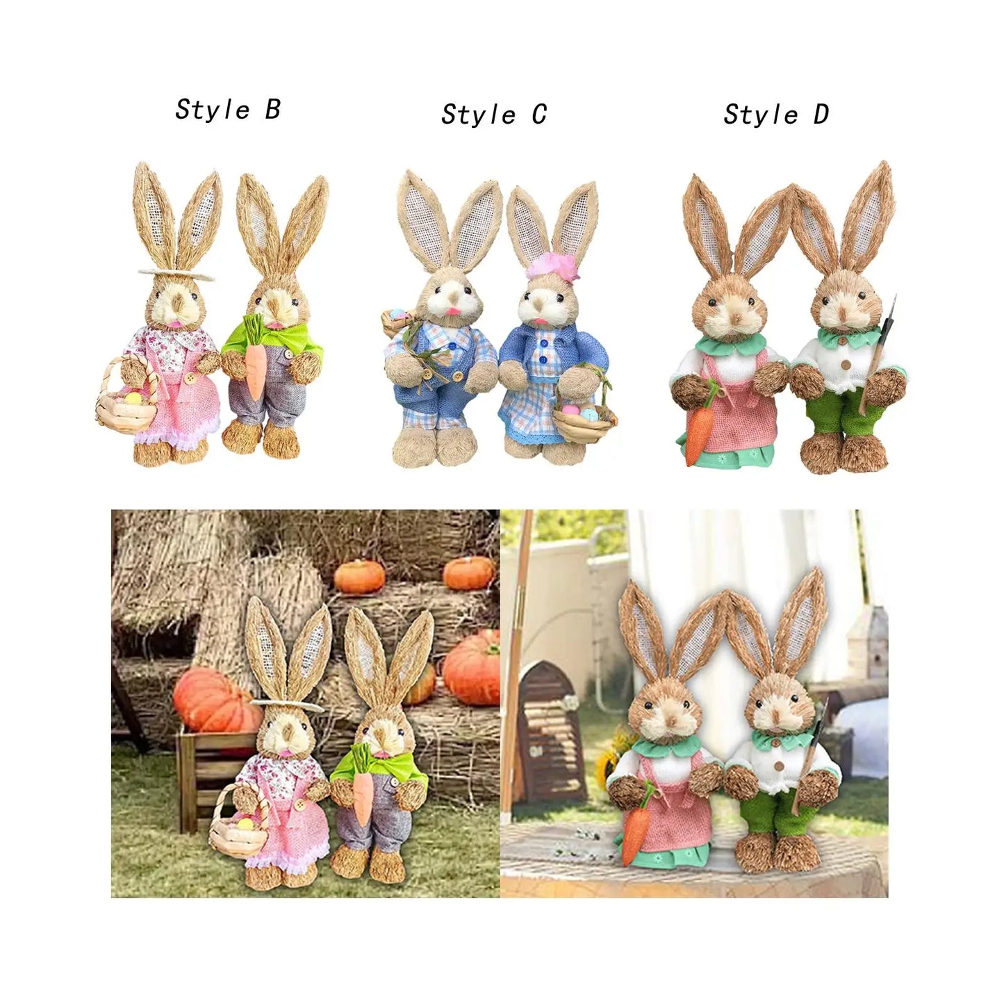 2Pcs Esculturas de Conejo de Pascua