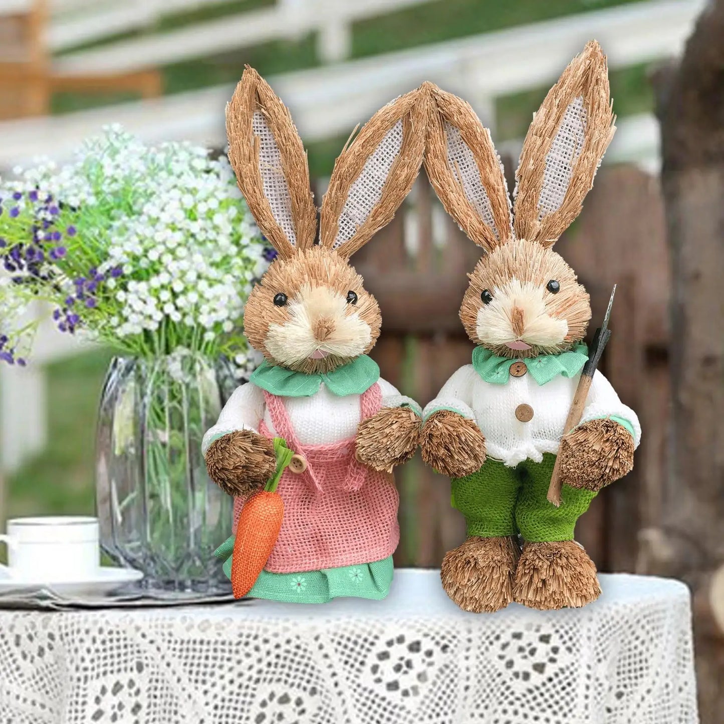 2Pcs Esculturas de Conejo de Pascua
