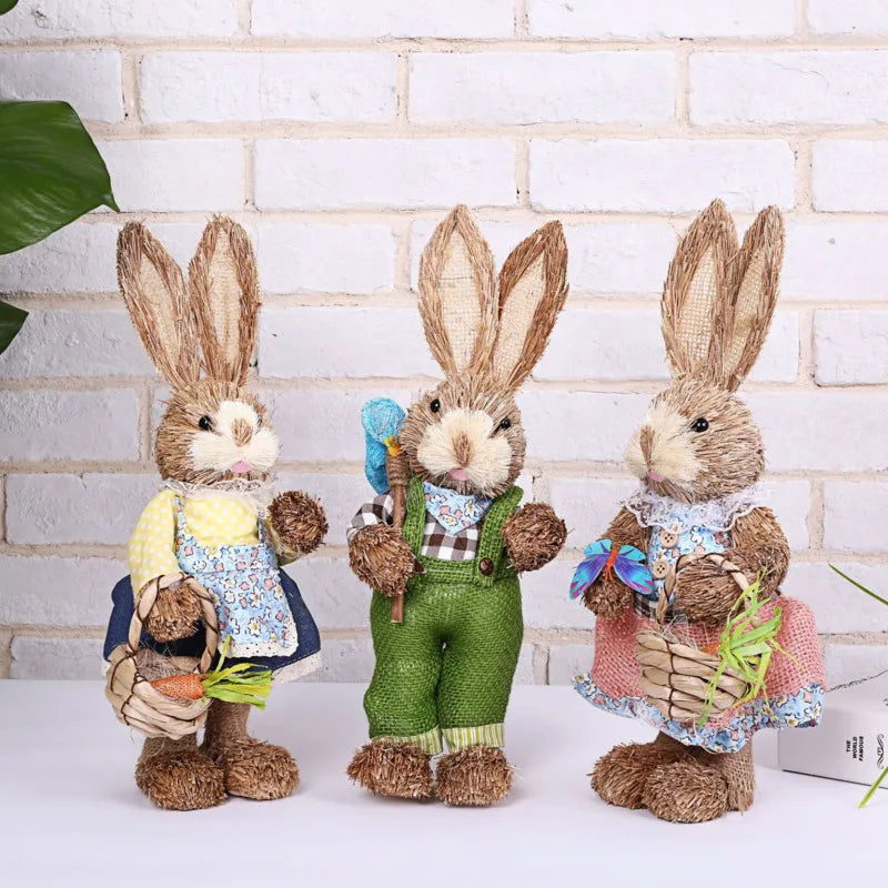 Conejo de Paja - Decoración de Pascua para Hogar y Jardín