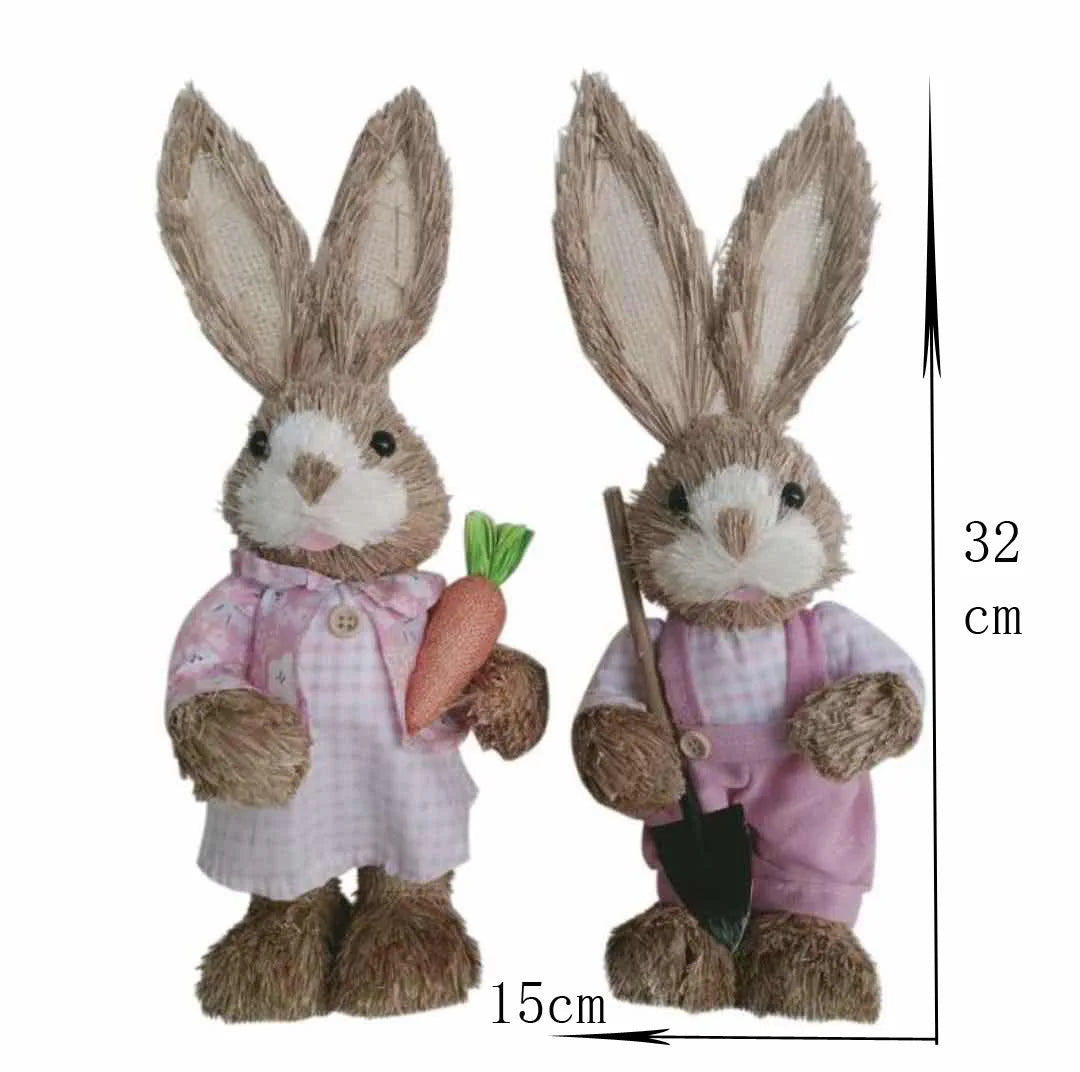 Conejo de Paja - Decoración de Pascua para Hogar y Jardín