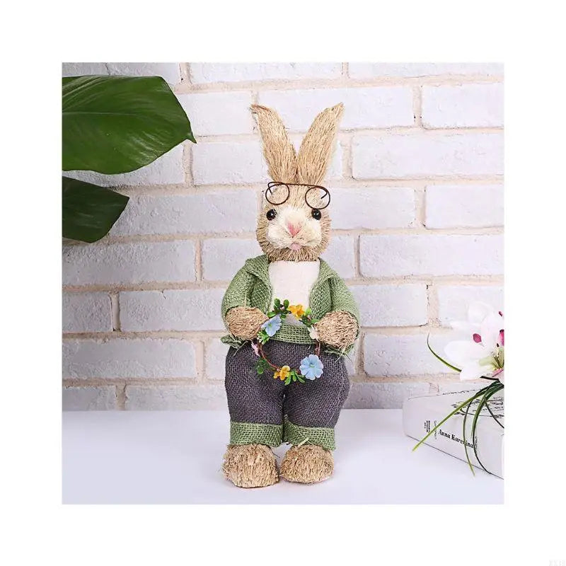 Conejo de Paja KX4B - Decoración de Pascua para Hogar y Jardín