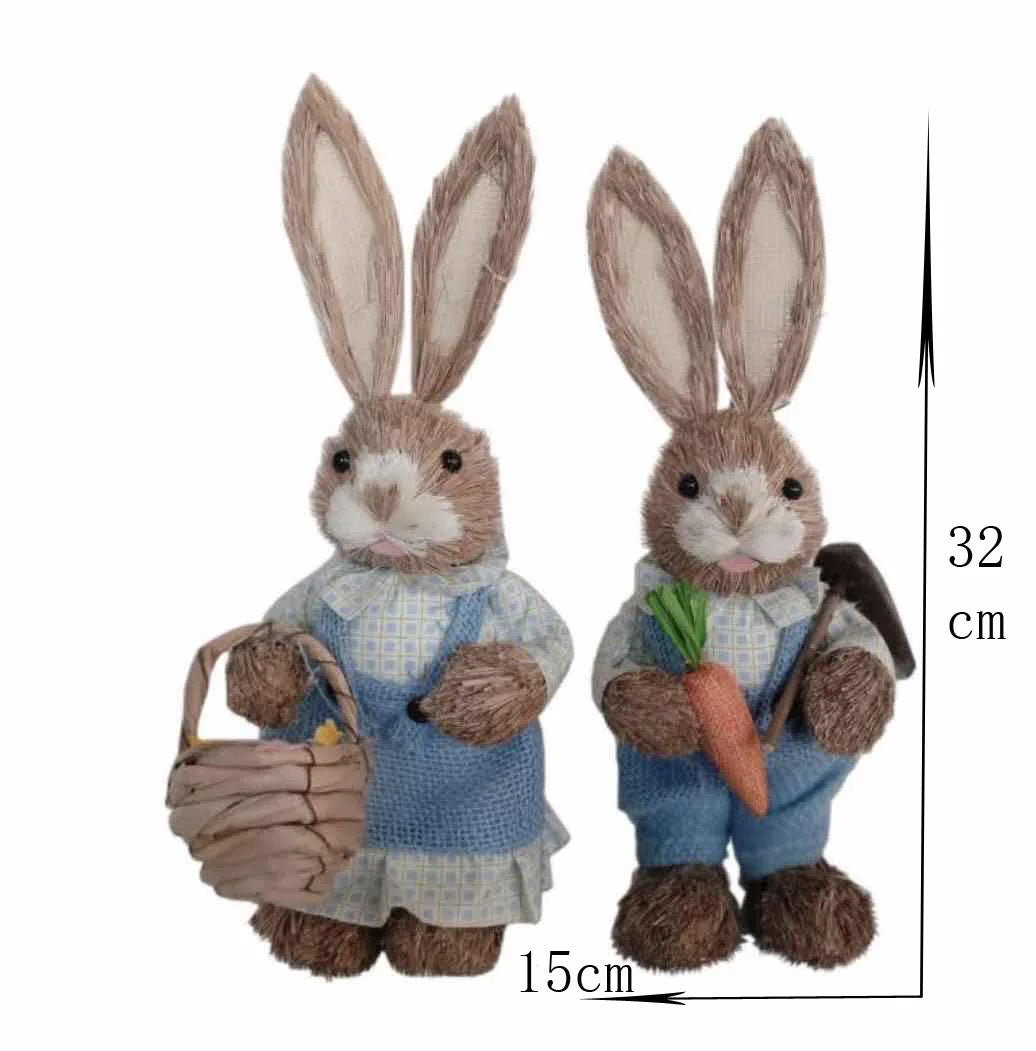 Conejo de Paja - Decoración de Pascua para Hogar y Jardín