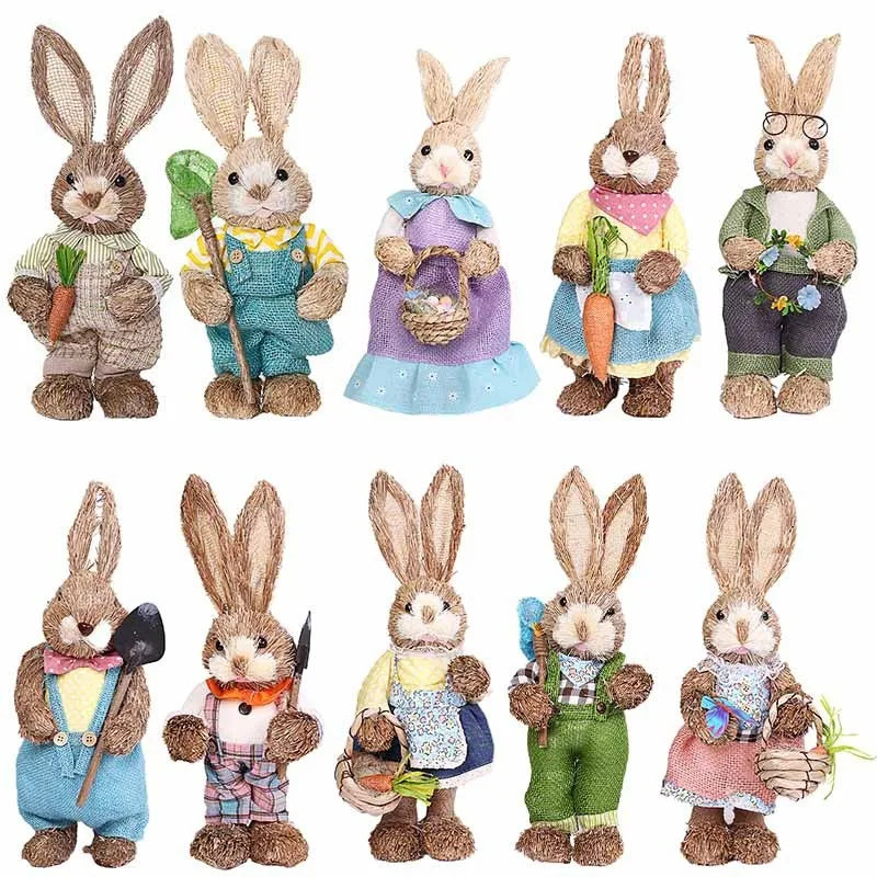 Conejo de Paja - Decoración de Pascua para Hogar y Jardín