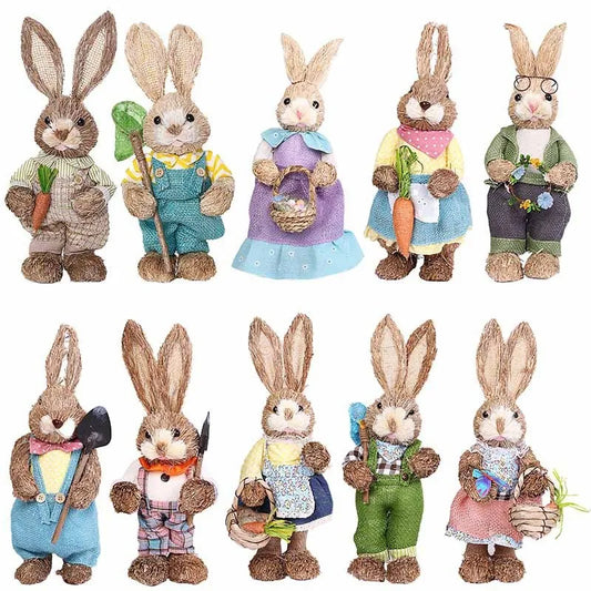 Conejo de Paja - Decoración de Pascua para Hogar y Jardín