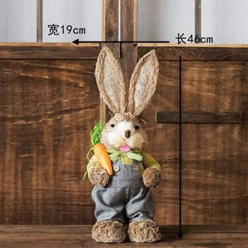 Conejo de Paja 46cm - Decoración de Pascua para Hogar y Jardín