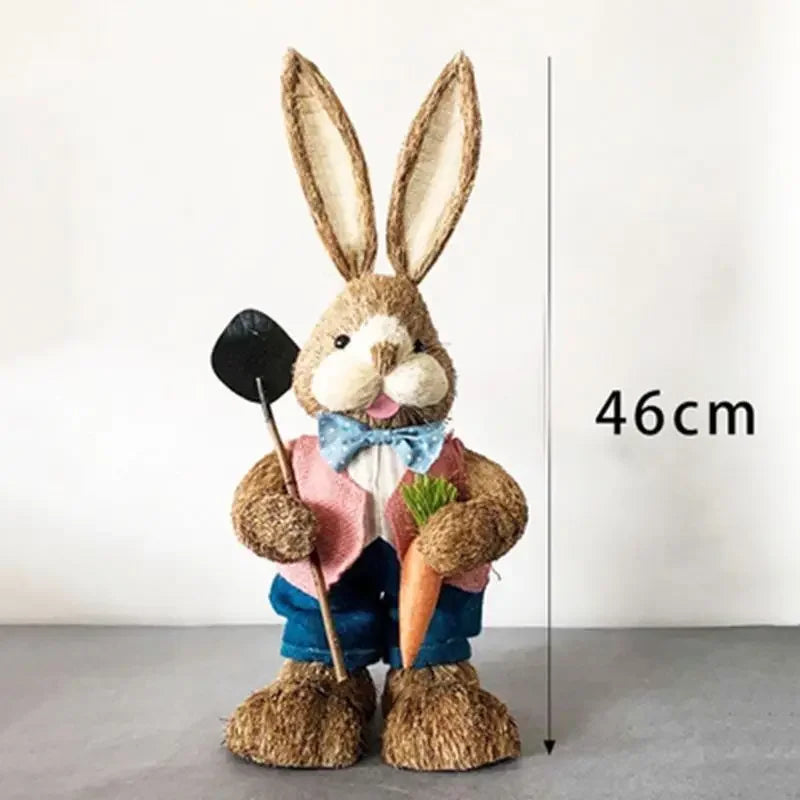 Conejo de Paja 46cm - Decoración de Pascua para Hogar y Jardín