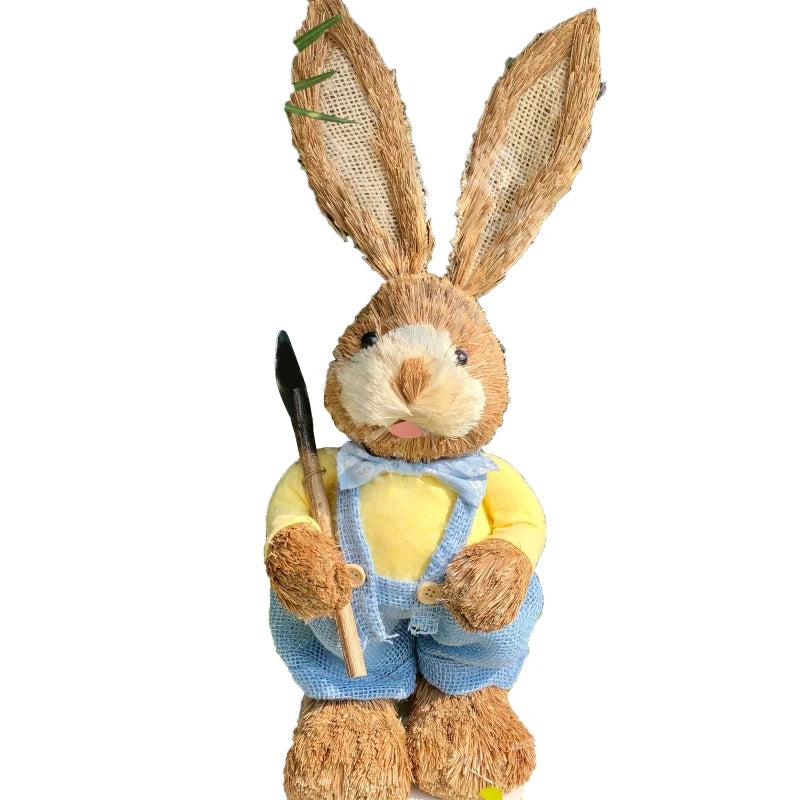 Conejo de Paja de Pascua 35cm - Decoración Festiva