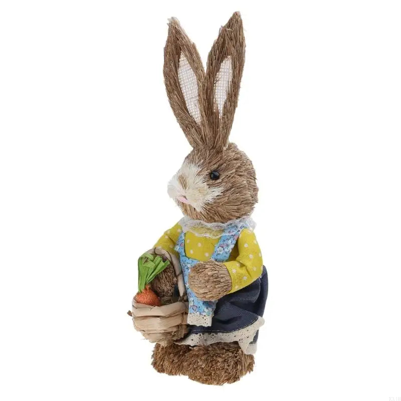 Conejo de Paja KX4B - Decoración de Pascua para Hogar y Jardín