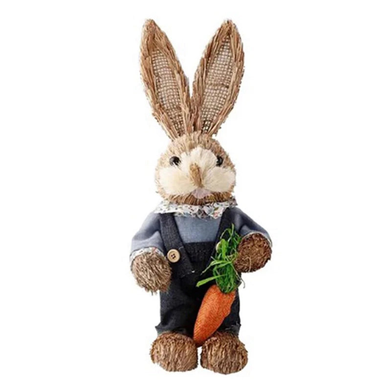Conejo de Paja 32cm - Decoración Creativa de Pascua