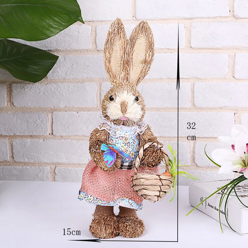 Conejo de Paja - Decoración de Pascua para Hogar y Jardín