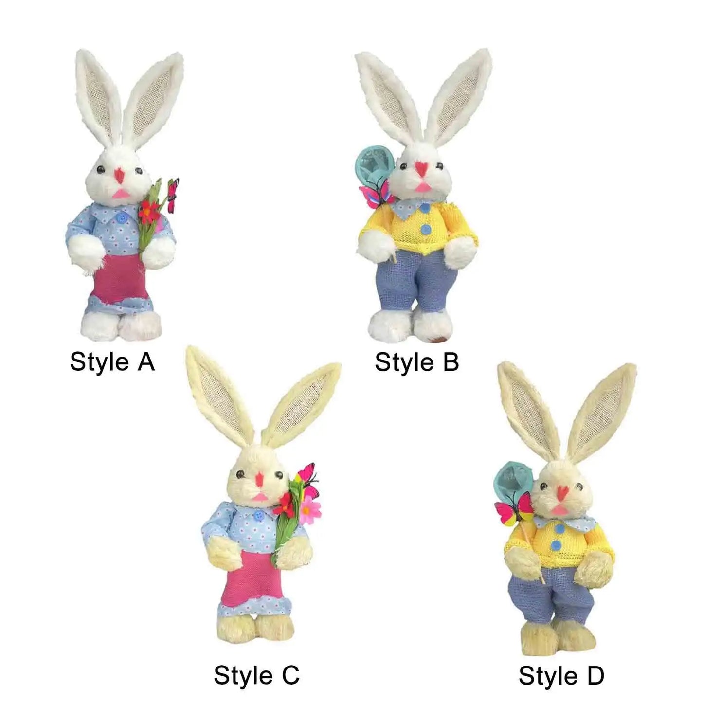 Conejo de Paja de Pascua - Figura Decorativa para Mesa