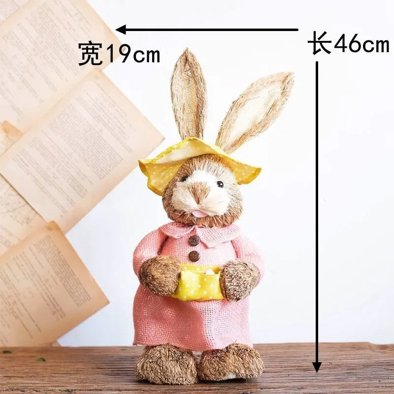 Conejo de Paja 46cm - Decoración de Pascua para Hogar y Jardín