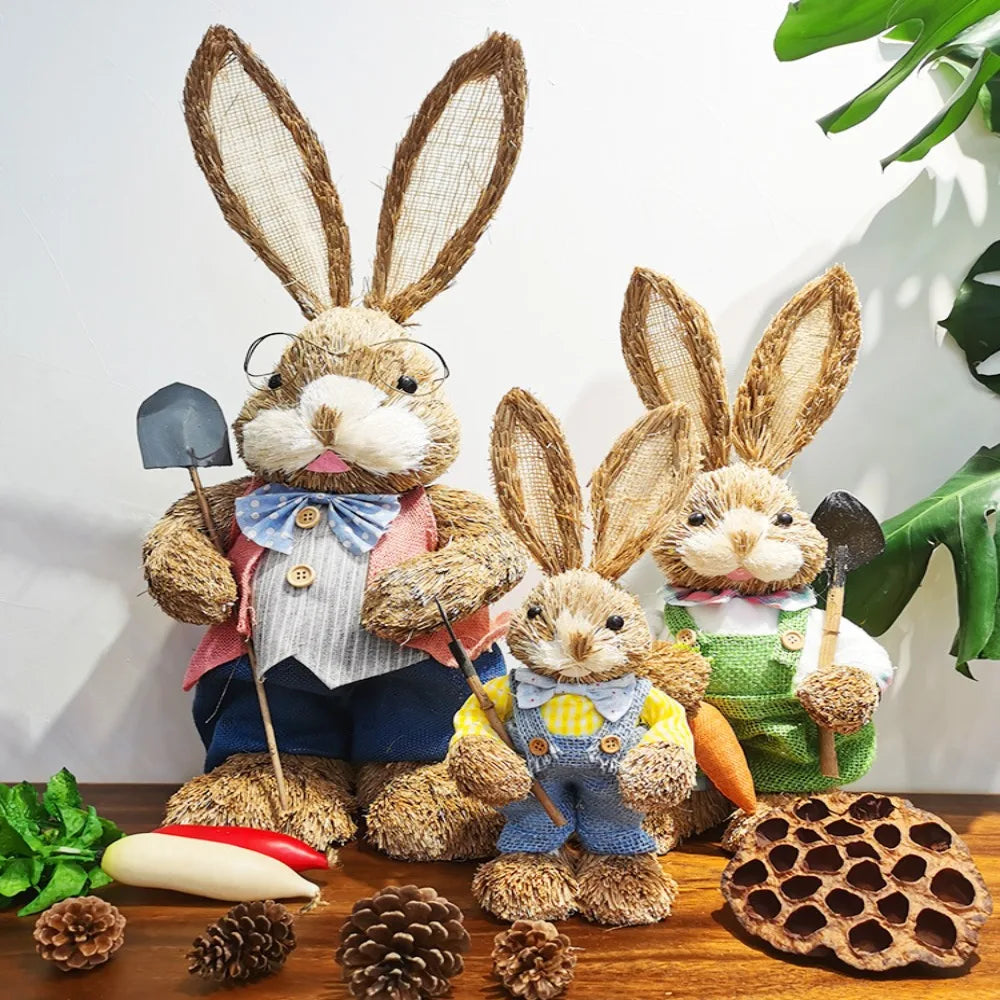 Conejo de Paja 35cm - Decoración de Pascua