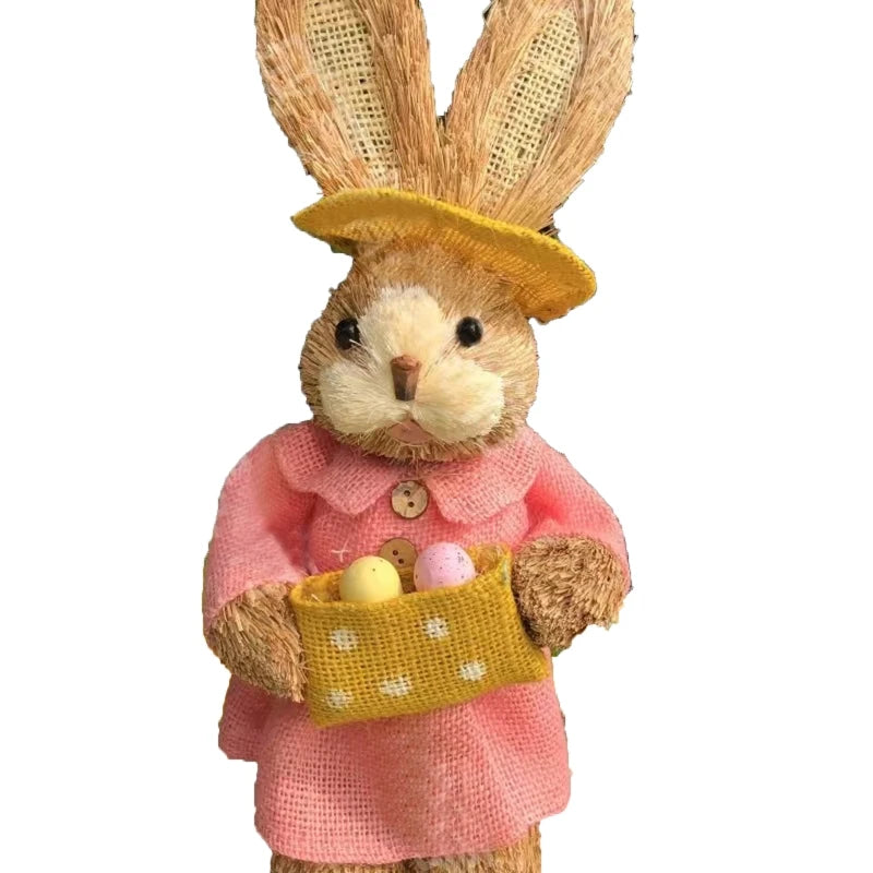 Conejo de Paja de Pascua 35cm - Decoración Festiva