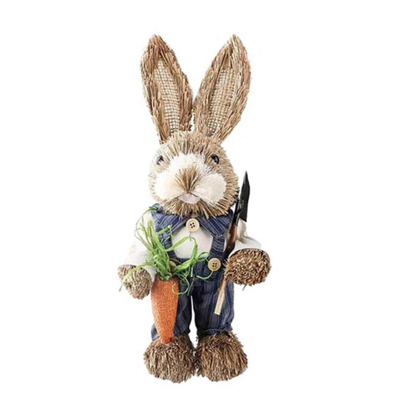 Conejo de Paja 32cm - Decoración Creativa de Pascua