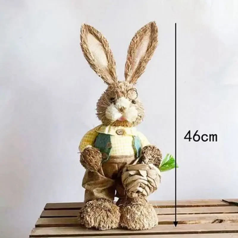 Conejo de Paja 46cm - Decoración de Pascua para Hogar y Jardín