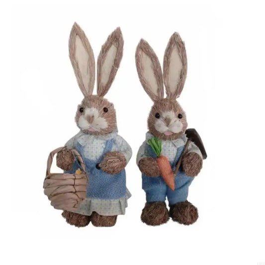 Conejo de Sisal de Pascua - Figura Decorativa Tejida a Mano