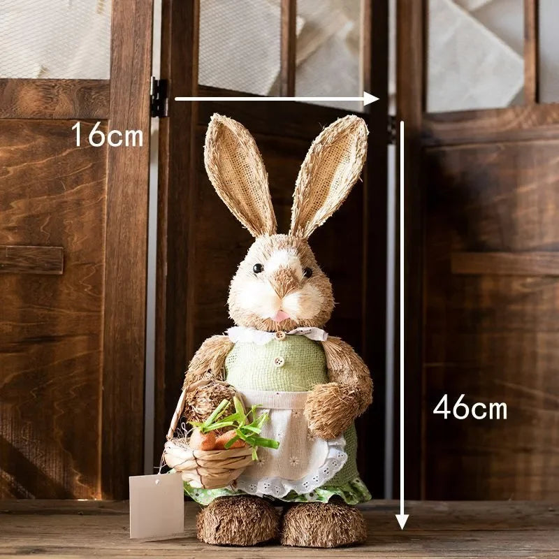 Conejo de Paja 46cm - Decoración de Pascua para Hogar y Jardín