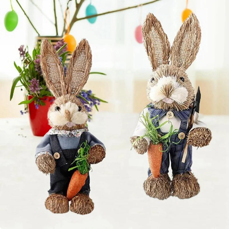 Conejo de Paja 32cm - Decoración Creativa de Pascua