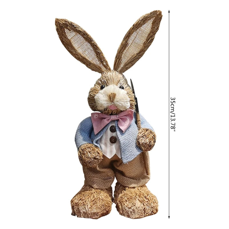 Conejo de Paja de Pascua 35cm - Decoración Festiva