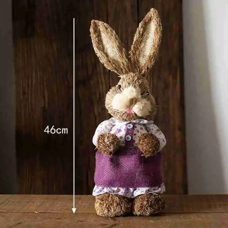 Conejo de Paja 46cm - Decoración de Pascua para Hogar y Jardín