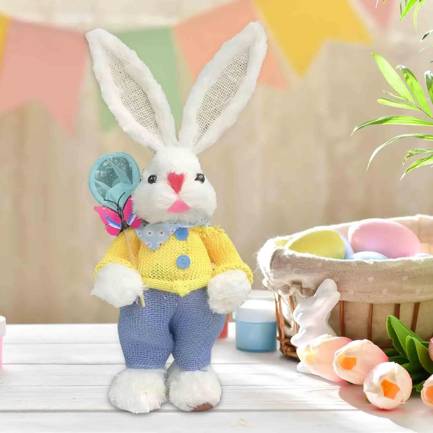 Conejo de Paja de Pascua - Figura Decorativa para Mesa