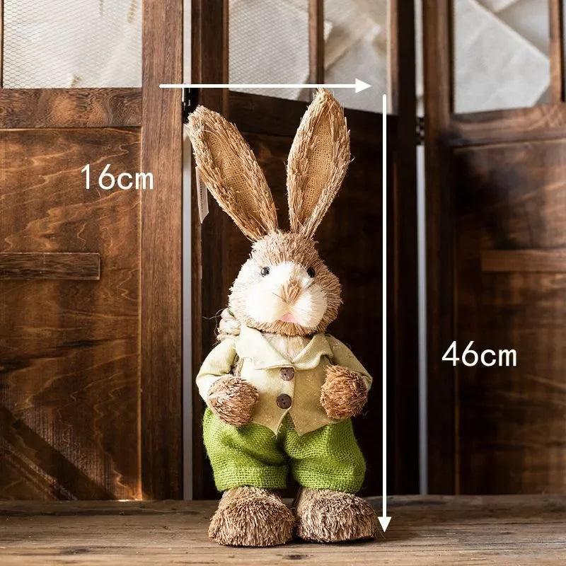Conejo de Paja 46cm - Decoración de Pascua para Hogar y Jardín