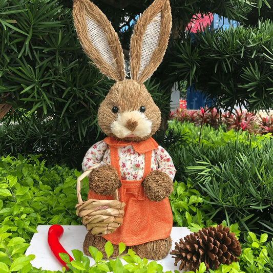 Conejo de Paja 35cm - Decoración de Pascua y Eventos