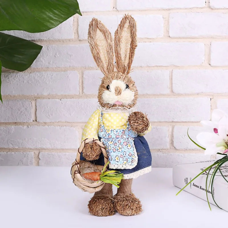 Conejo de Paja - Decoración de Pascua para Hogar y Jardín