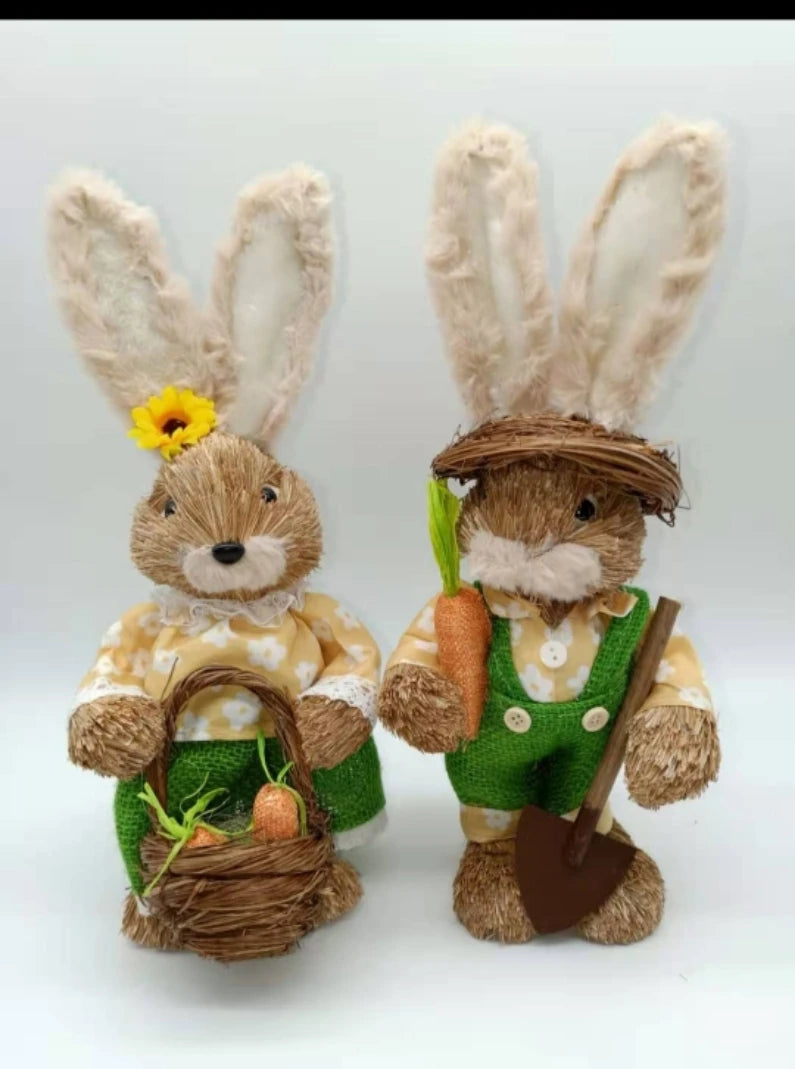 Conejo de Paja - Decoración de Pascua para Hogar y Jardín