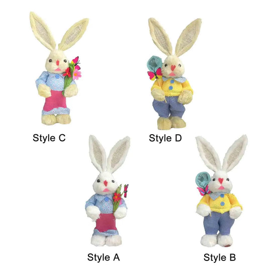 Conejo de Paja de Pascua - Figura Decorativa para Mesa