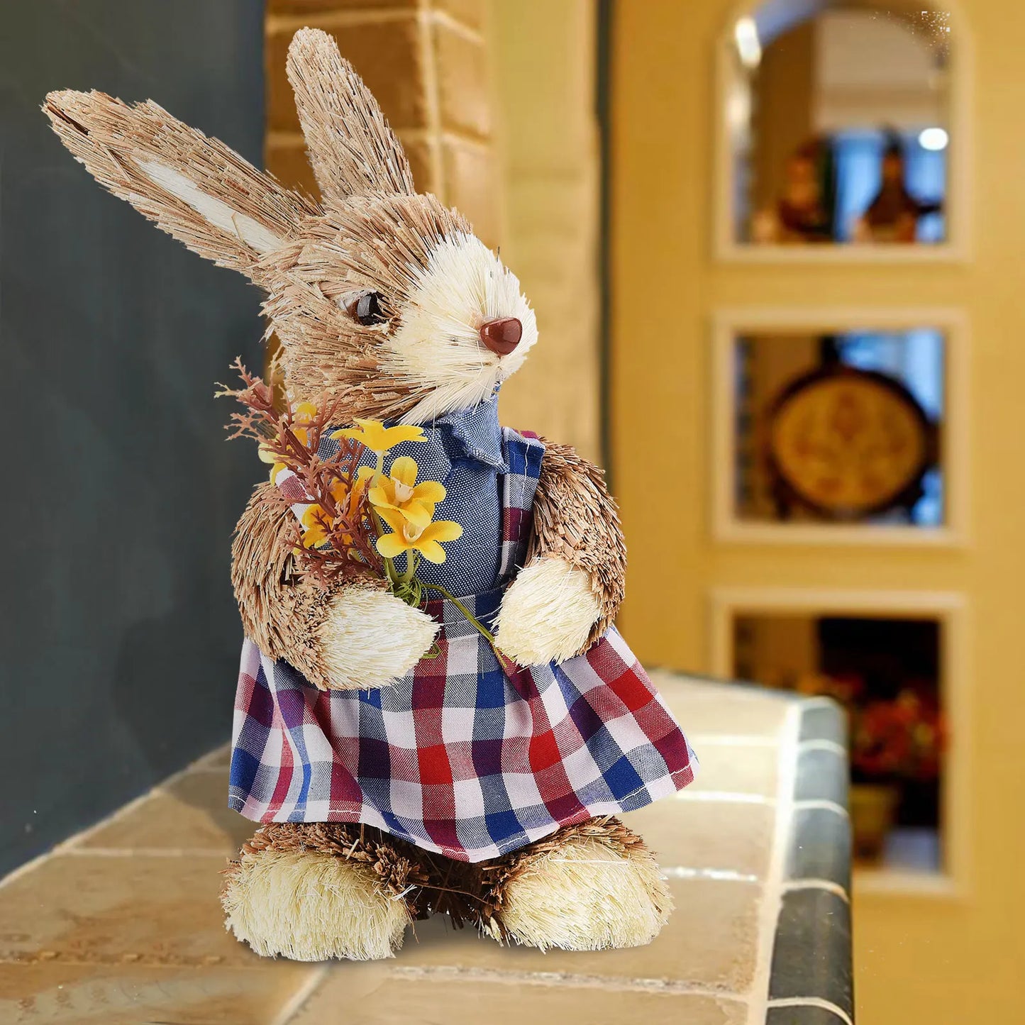 Conejo de Pascua Antropomórfico - Decoración Creativa de Paja