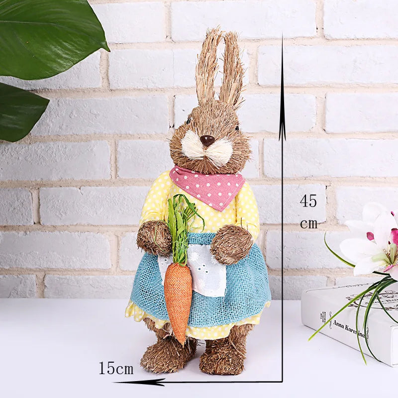 Conejo de Paja - Decoración de Pascua para Hogar y Jardín