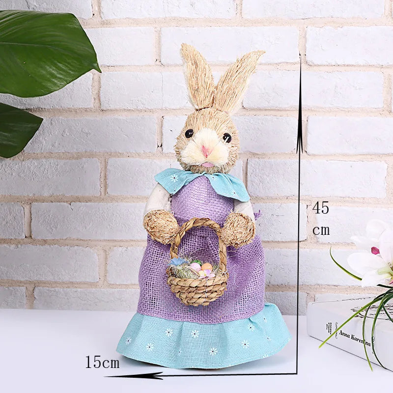 Conejo de Paja - Decoración de Pascua para Hogar y Jardín
